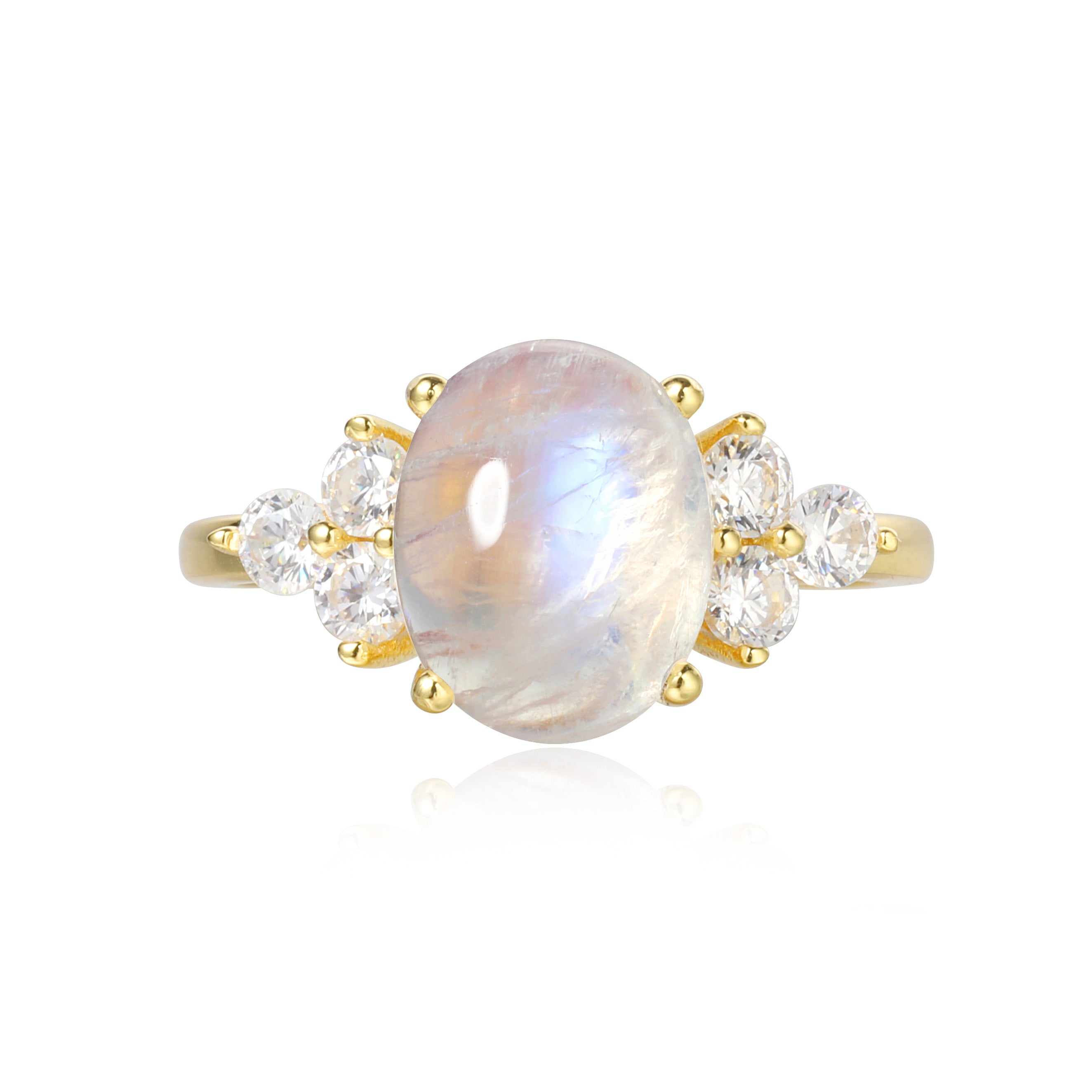 【DIANA】Unique Handmade Natural Blue Moonstone Engagement Ring 3ct Oval Shape