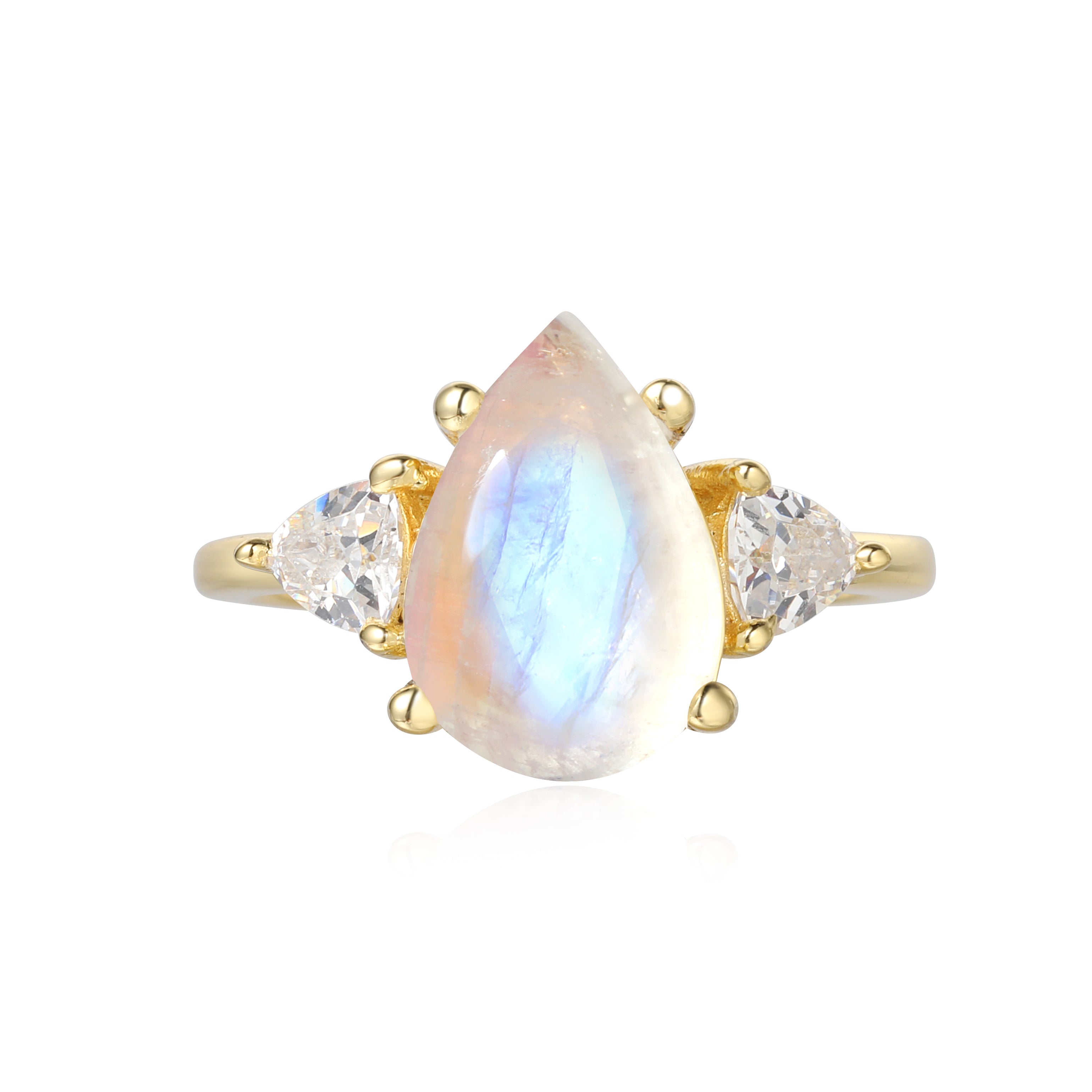 【SERAPHINA】Unique Handmade Natural Blue Moonstone Engagement Pear Shape 3ct