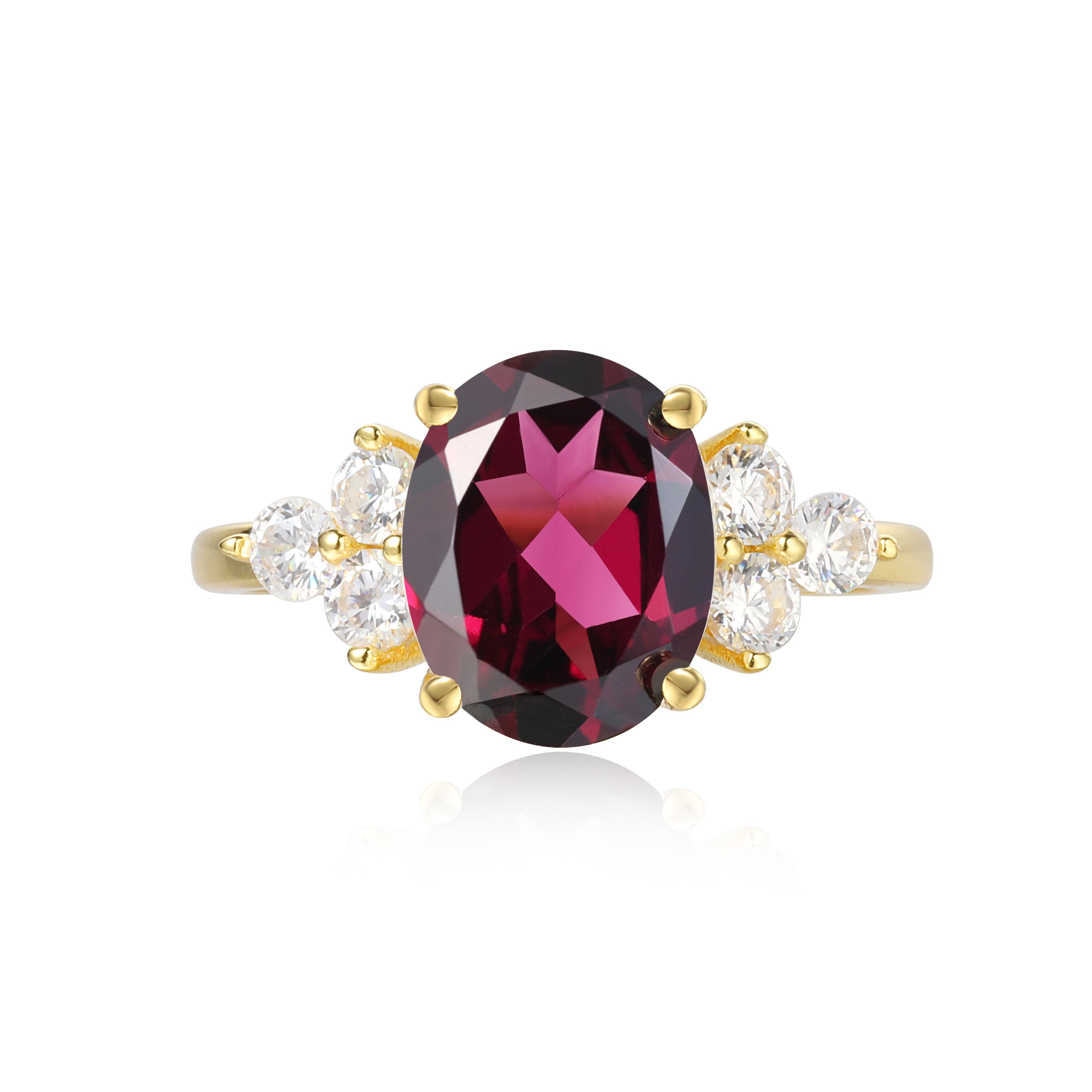 【CARMEN】Handmade Natural Rhodolite Garnet Engagement Ring 3ct Oval Shape