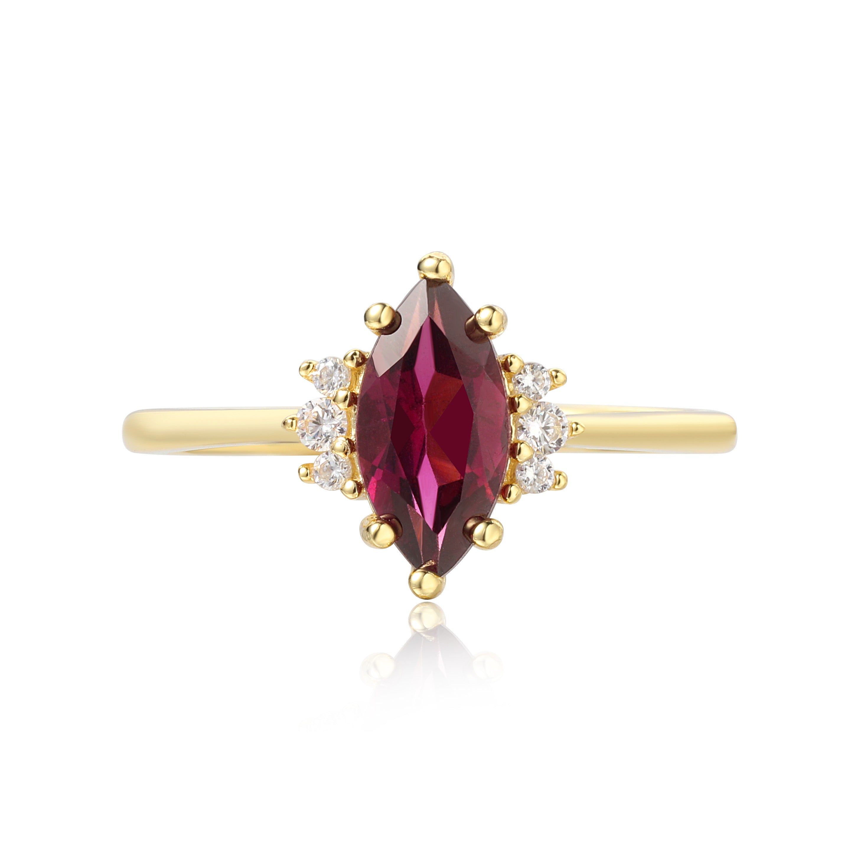 【Octavia】Handmade Natural Rhodolite Garnet Engagement Ring Marquise Cut 1ct