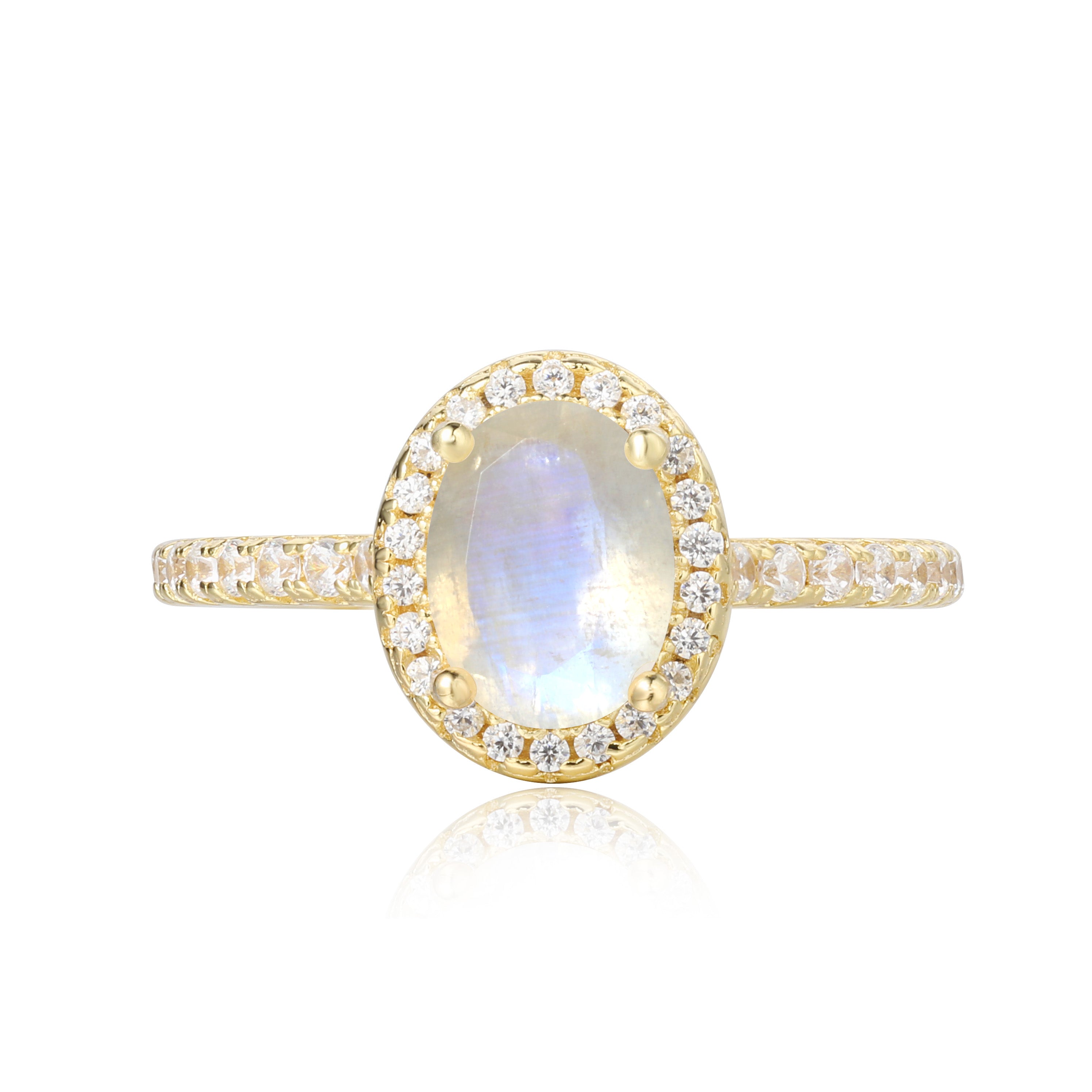 【Lunaria】Unique Handmade Natural Blue Moonstone Engagement Ring 1.5ct Oval Shape