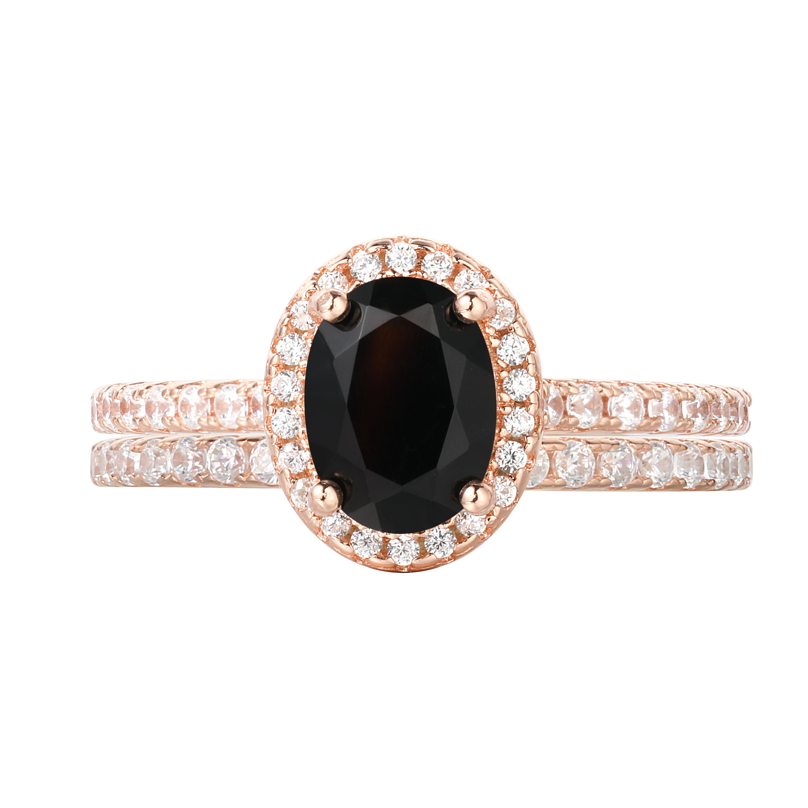 【Ensemble Onyx Nocturne】Ensemble de 2 bagues de fiançailles ovales en onyx noir naturel, 1,5 ct, fabriquées à la main