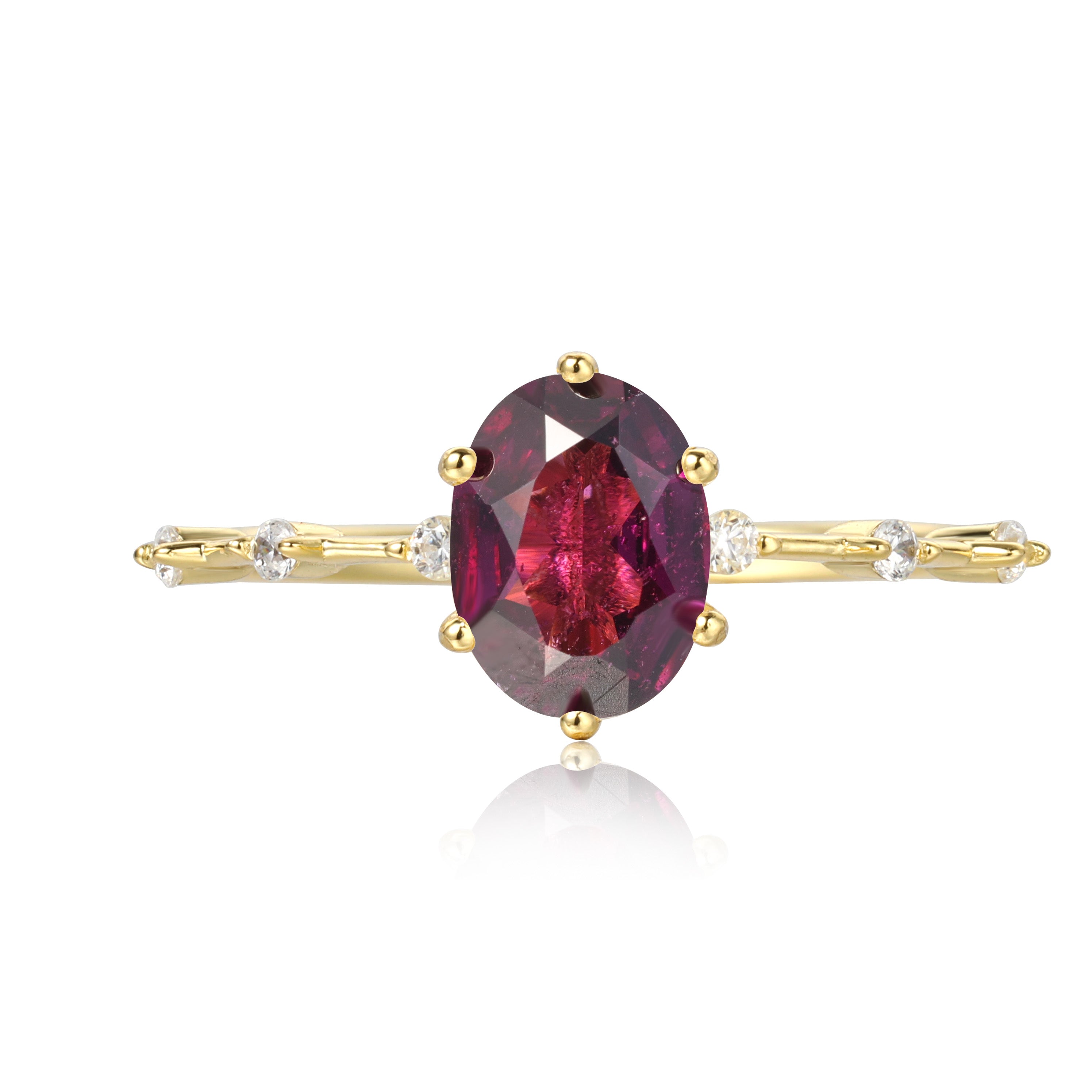 【Passion】Unique Handmade Natural Rhodolite Garnet Engagement Ring 1.5ct Oval Shape