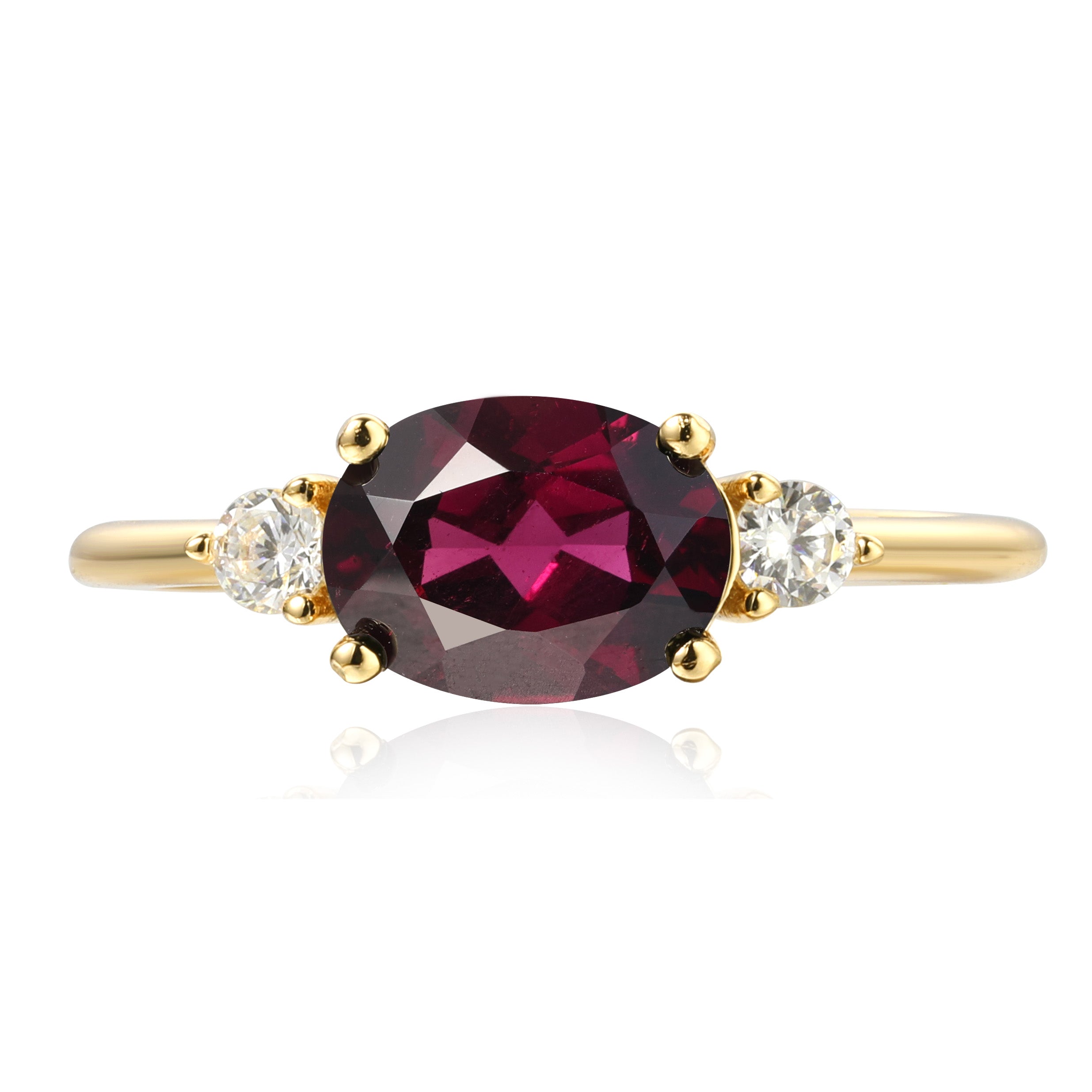 【Rubicund Ember】Unique Handmade Natural Rhodolite Garnet Engagement Ring 1.5ct Oval Cut