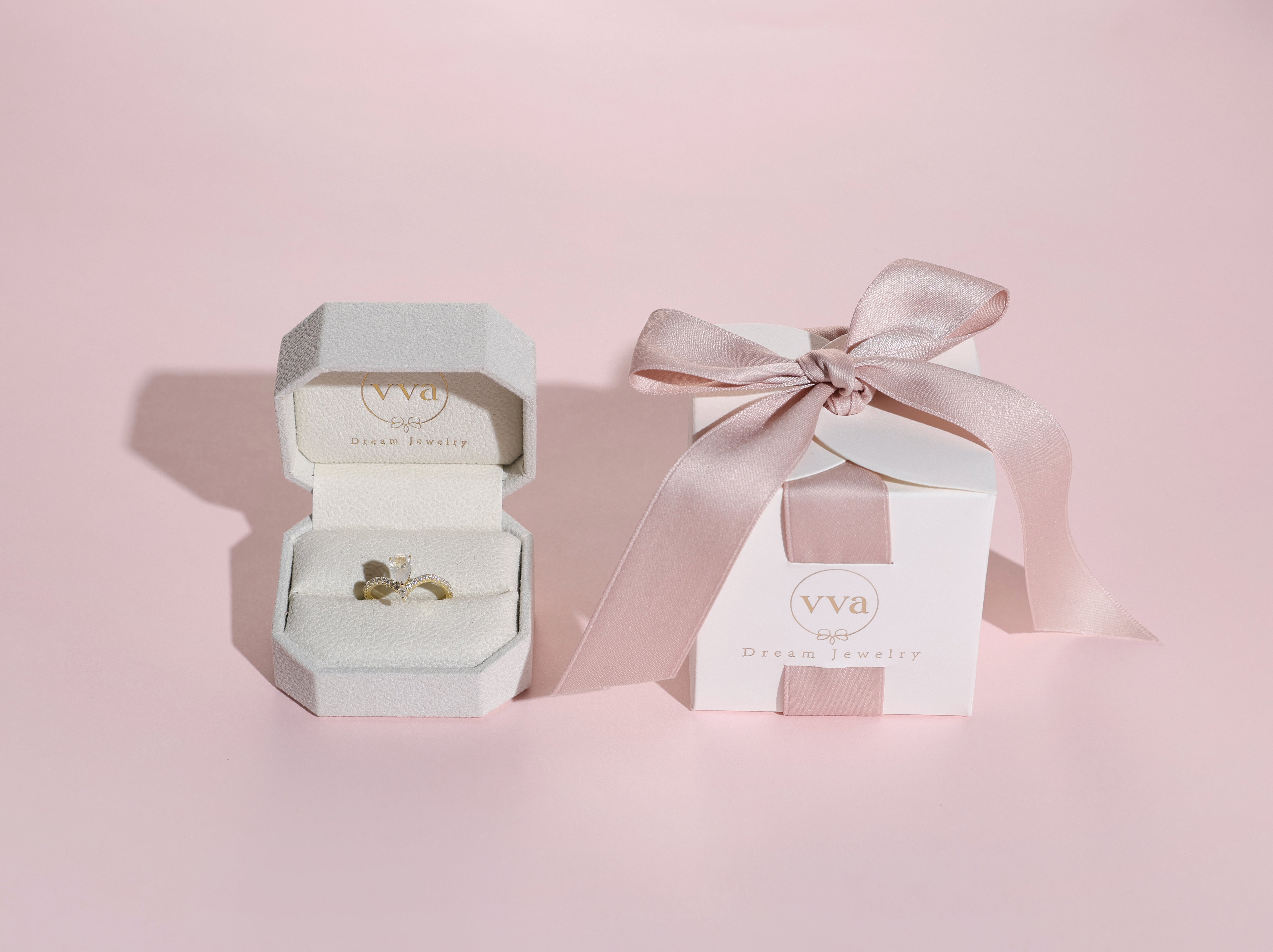 【Cordelia】Ensemble de 2 bagues de fiançailles uniques, faites à la main, en agate mousse naturelle, 1 carat, forme marquise