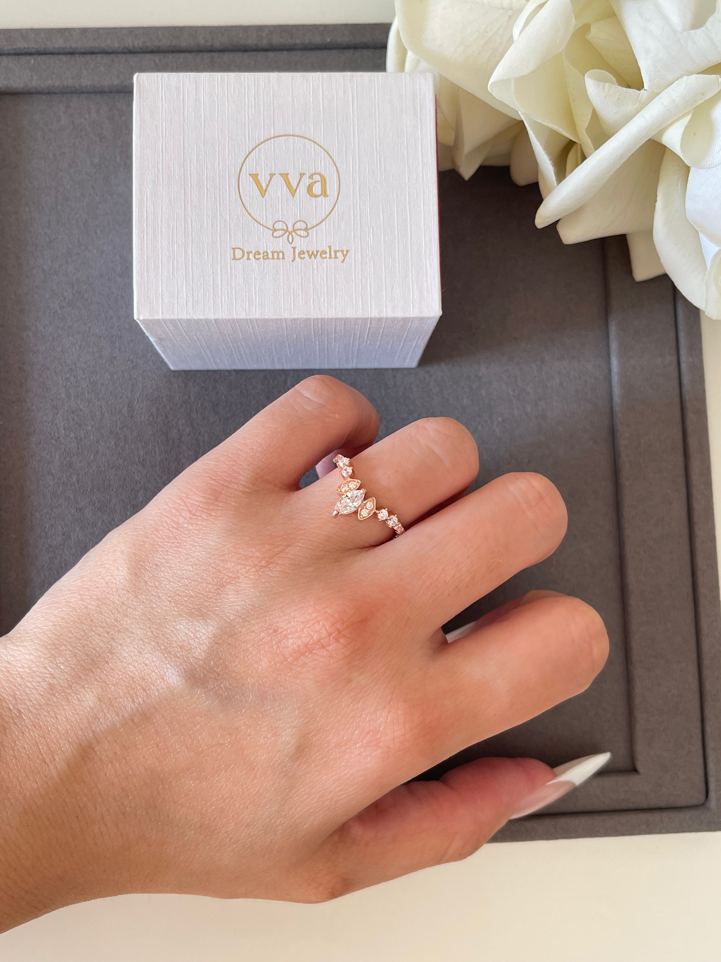 【THAILA】Bague de fiançailles unique, faite main, en agate mousse naturelle, 2 carats, forme ronde, 0,8 carat