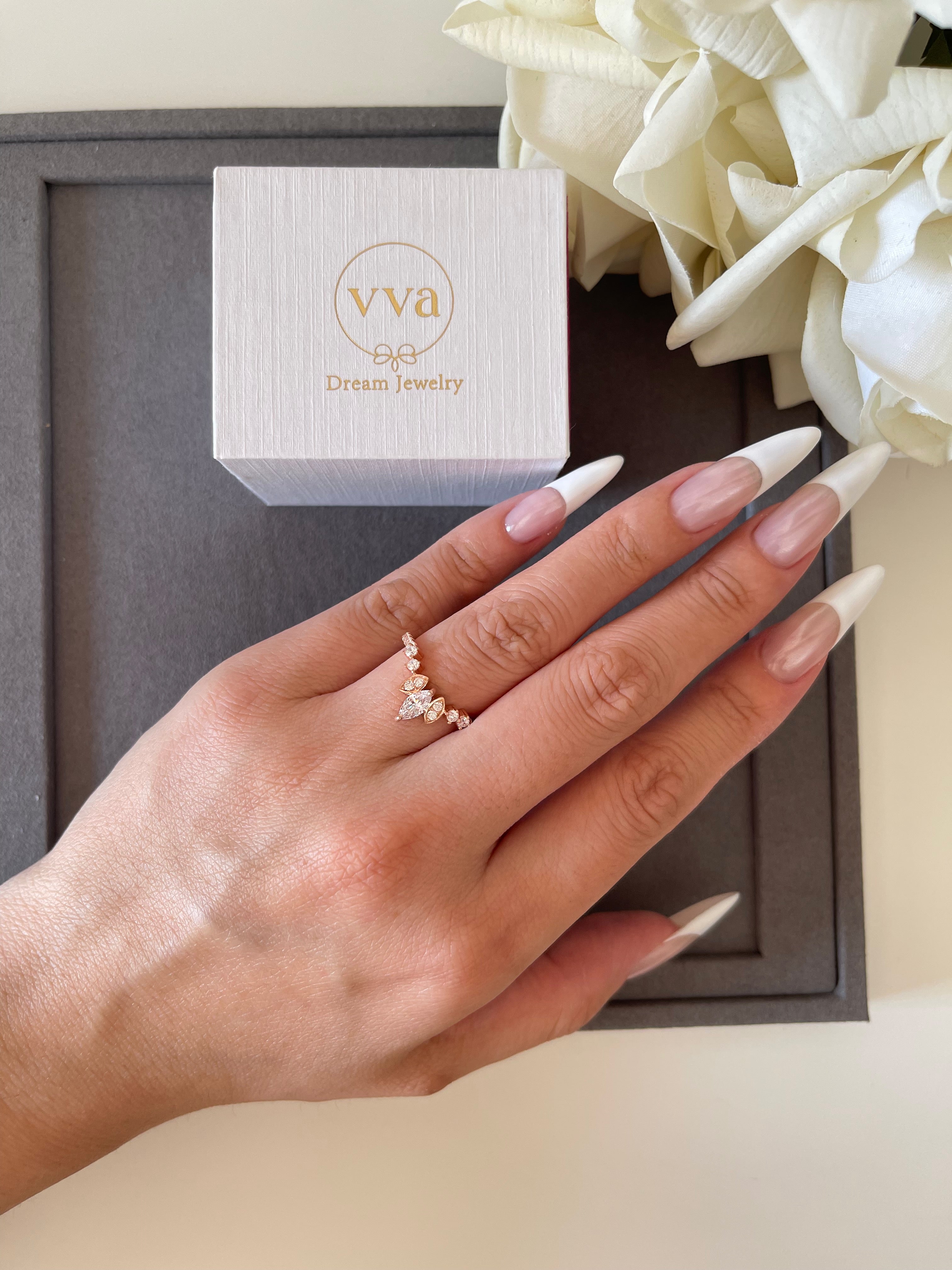 【RHIANNON】Unique Handmade Natural Moss Agate Engagement Ring Princess Shape 0.75ct