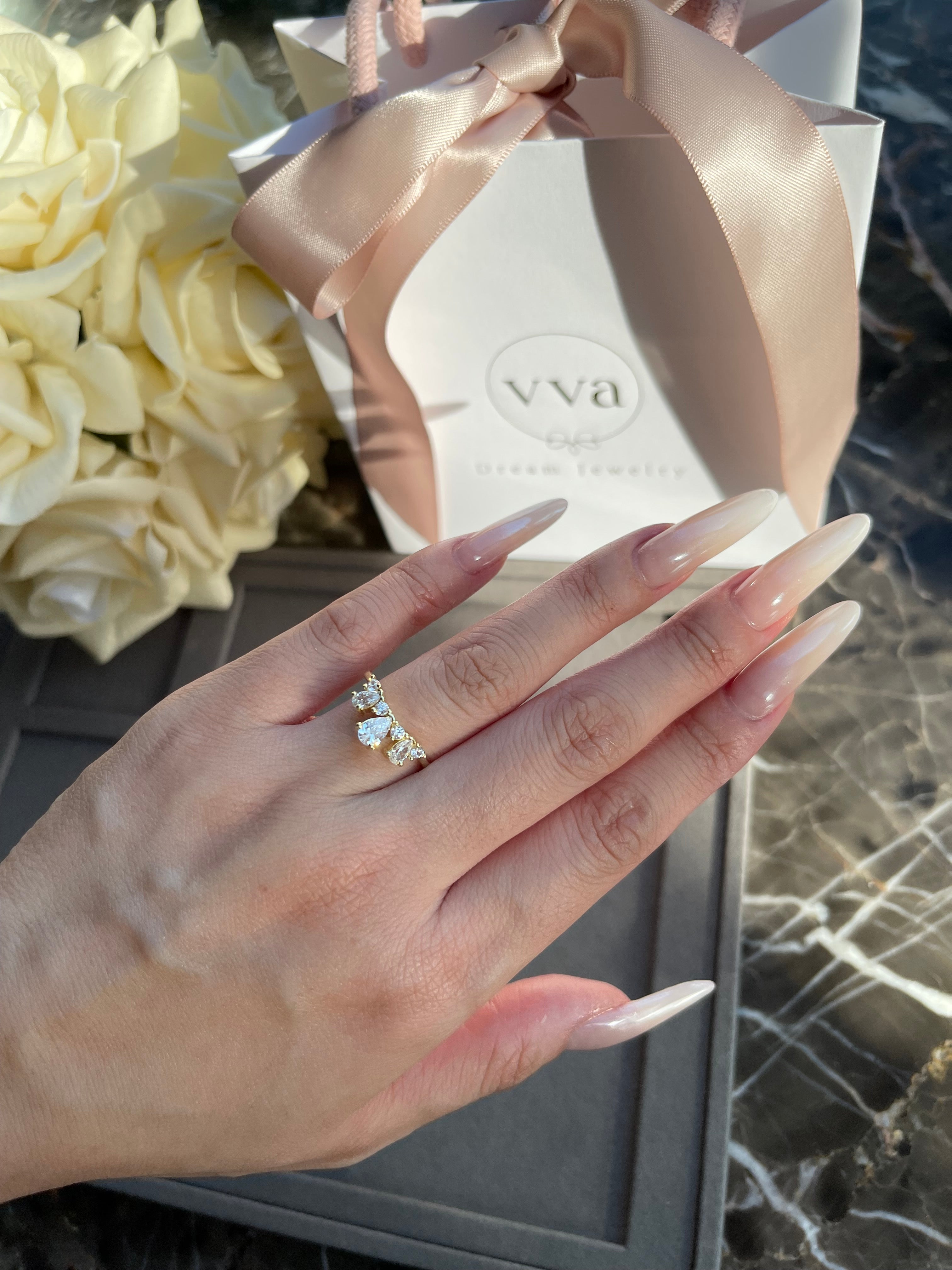 【DIANA SET】Unique Handmade Natural Blue Moonstone Engagement Ring Set 2pcs 3ct Oval Shape