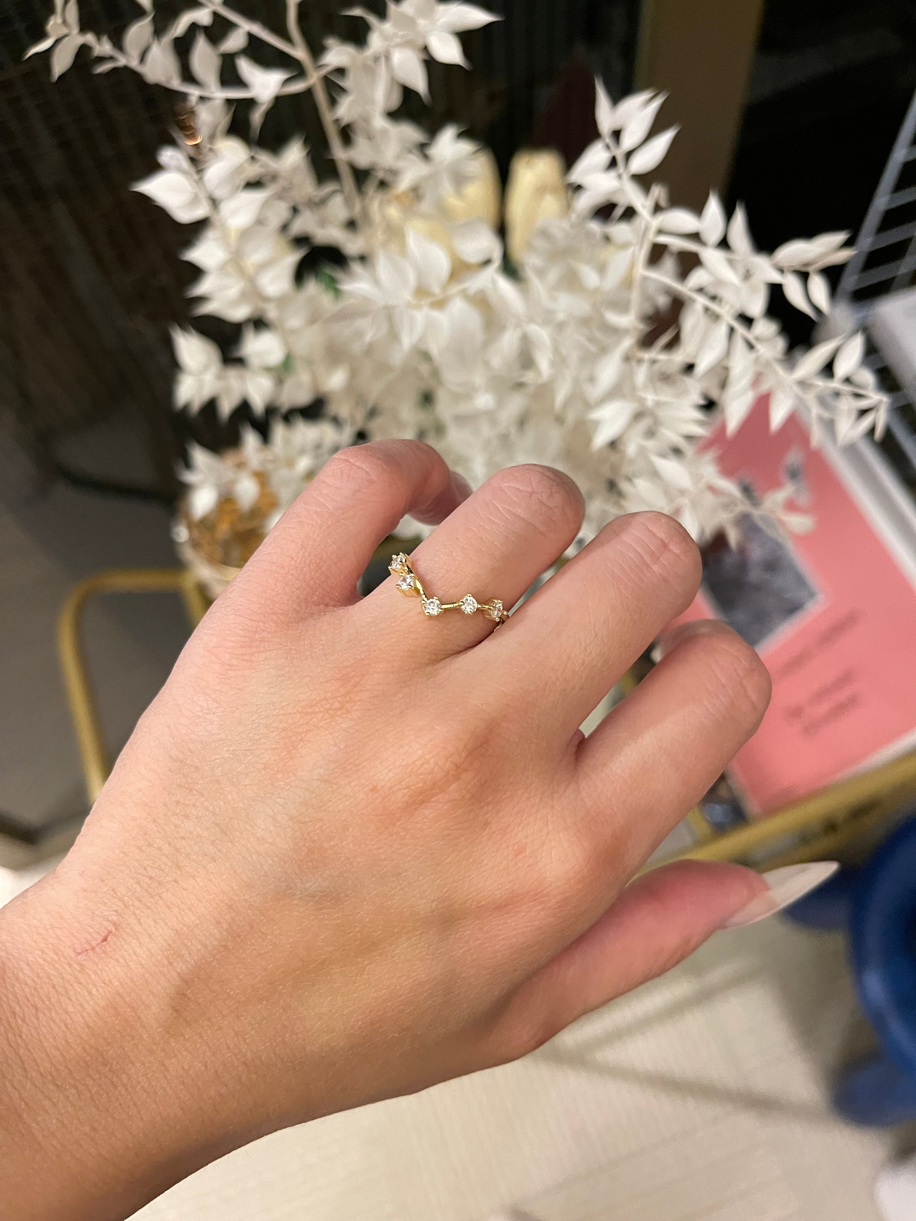 【Vela Sync】Handmade Engagement Ring Stacking Band Solid Gold