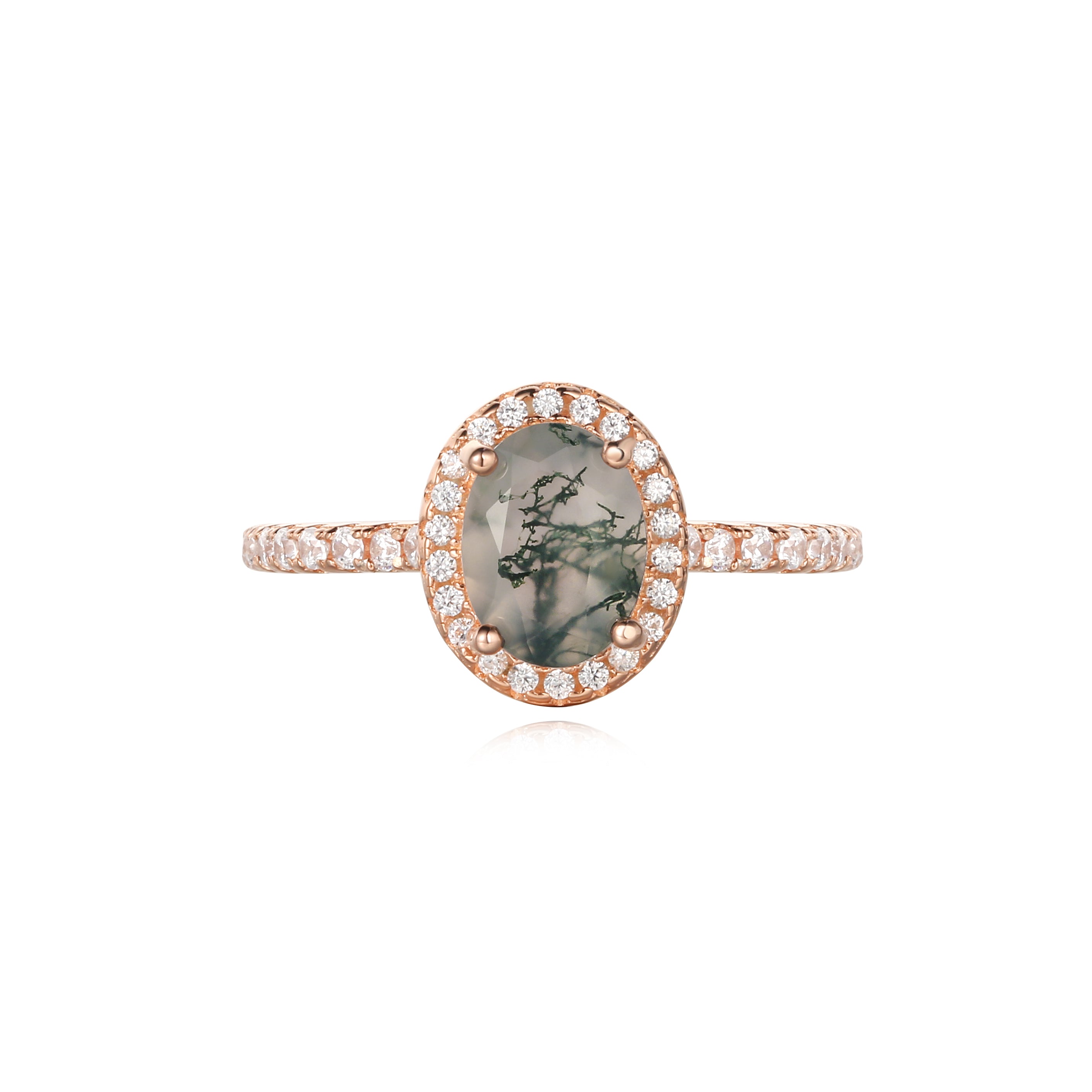 【Enchanted Grovec Set】Unique Handmade Natural Moss Agate Engagement Ring Set 2pcs 1.5ct Oval Shape