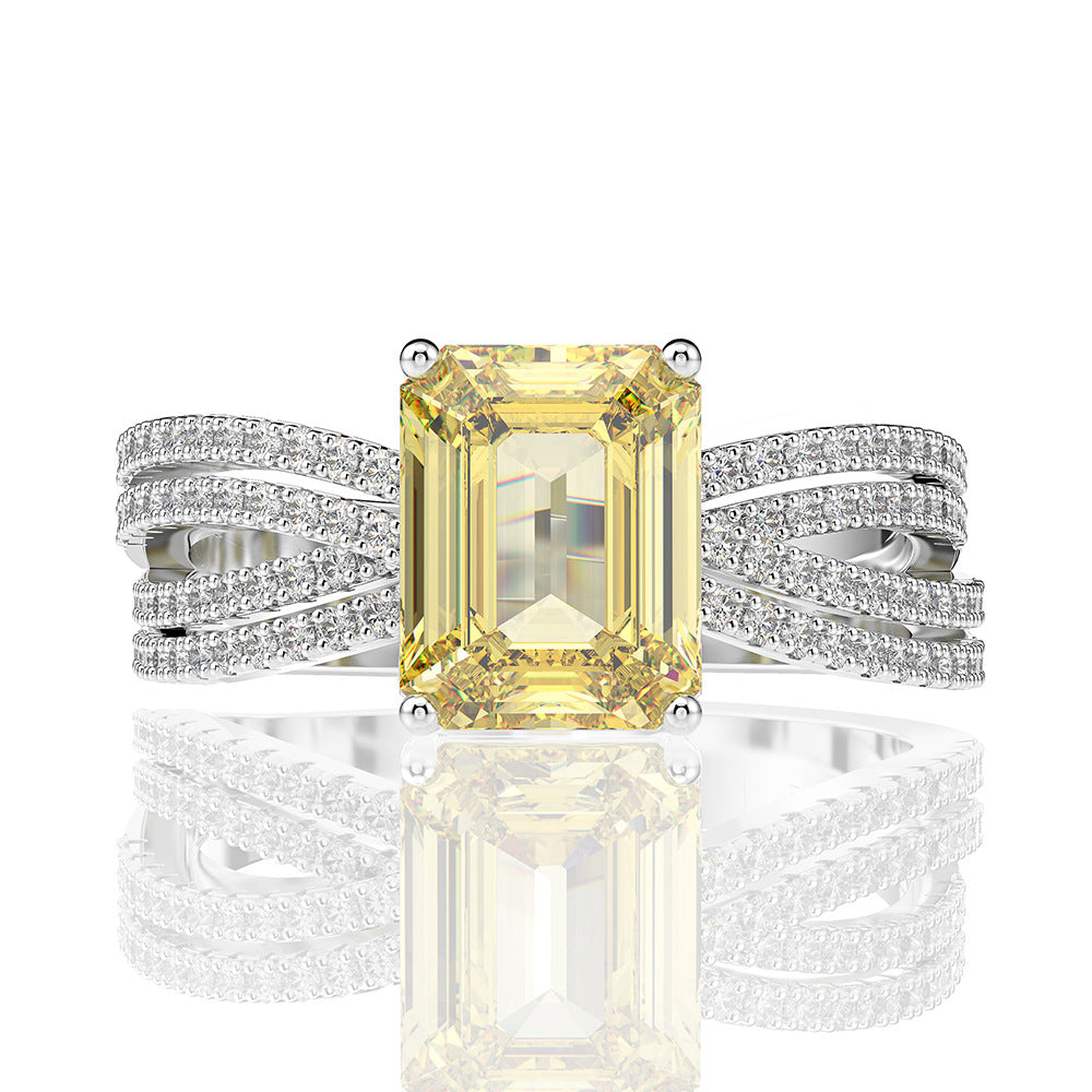 Yellow Princess Moissanite Engagement Ring