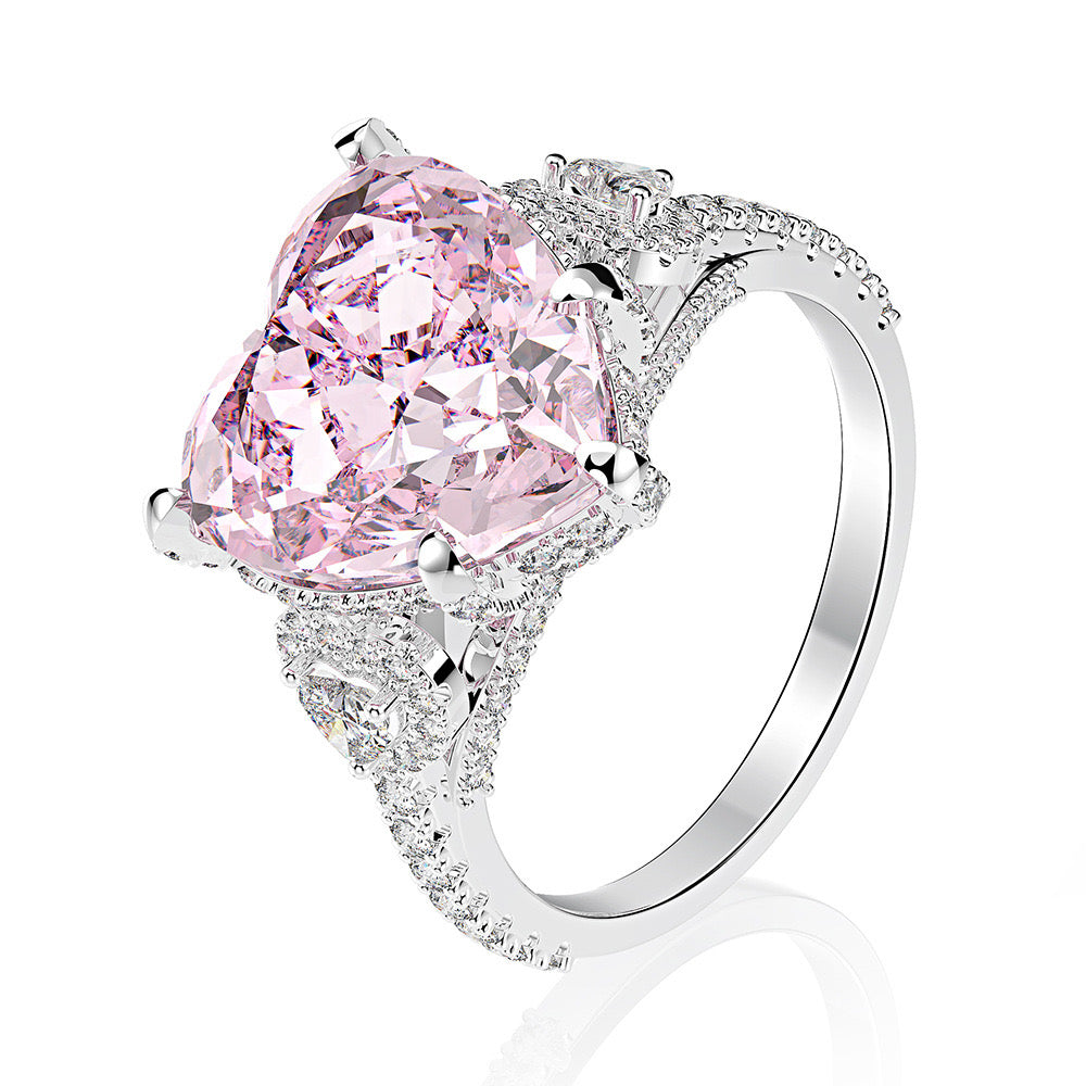 6ct Heart Shape Pink Moissanite Engagement Ring