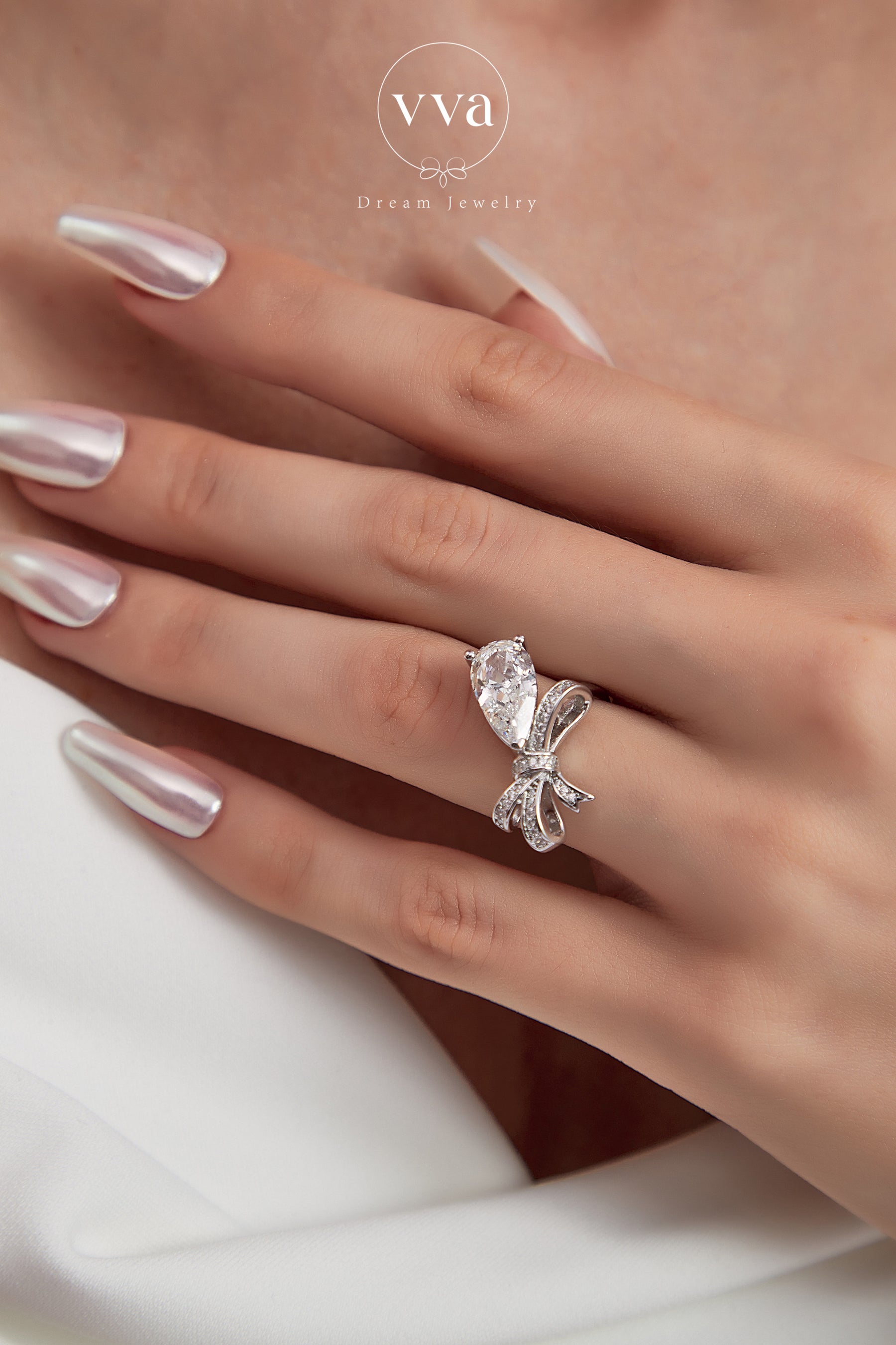 Pear Shape Moissanite Engagement Ring