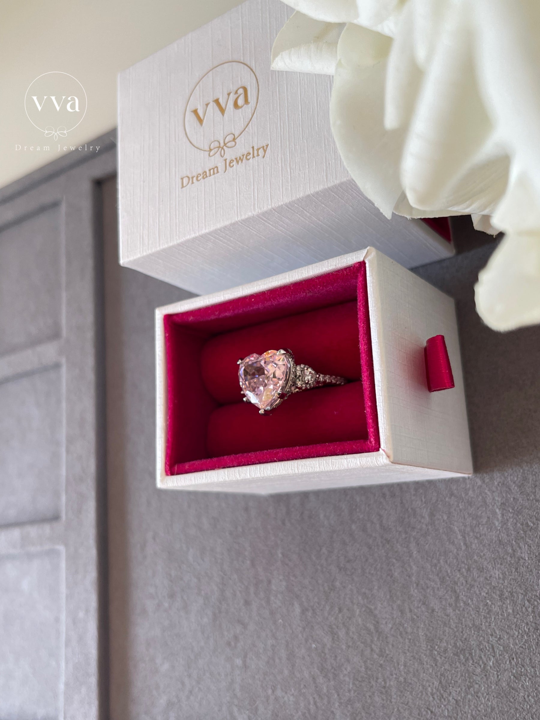 6ct Heart Shape Pink Moissanite Engagement Ring