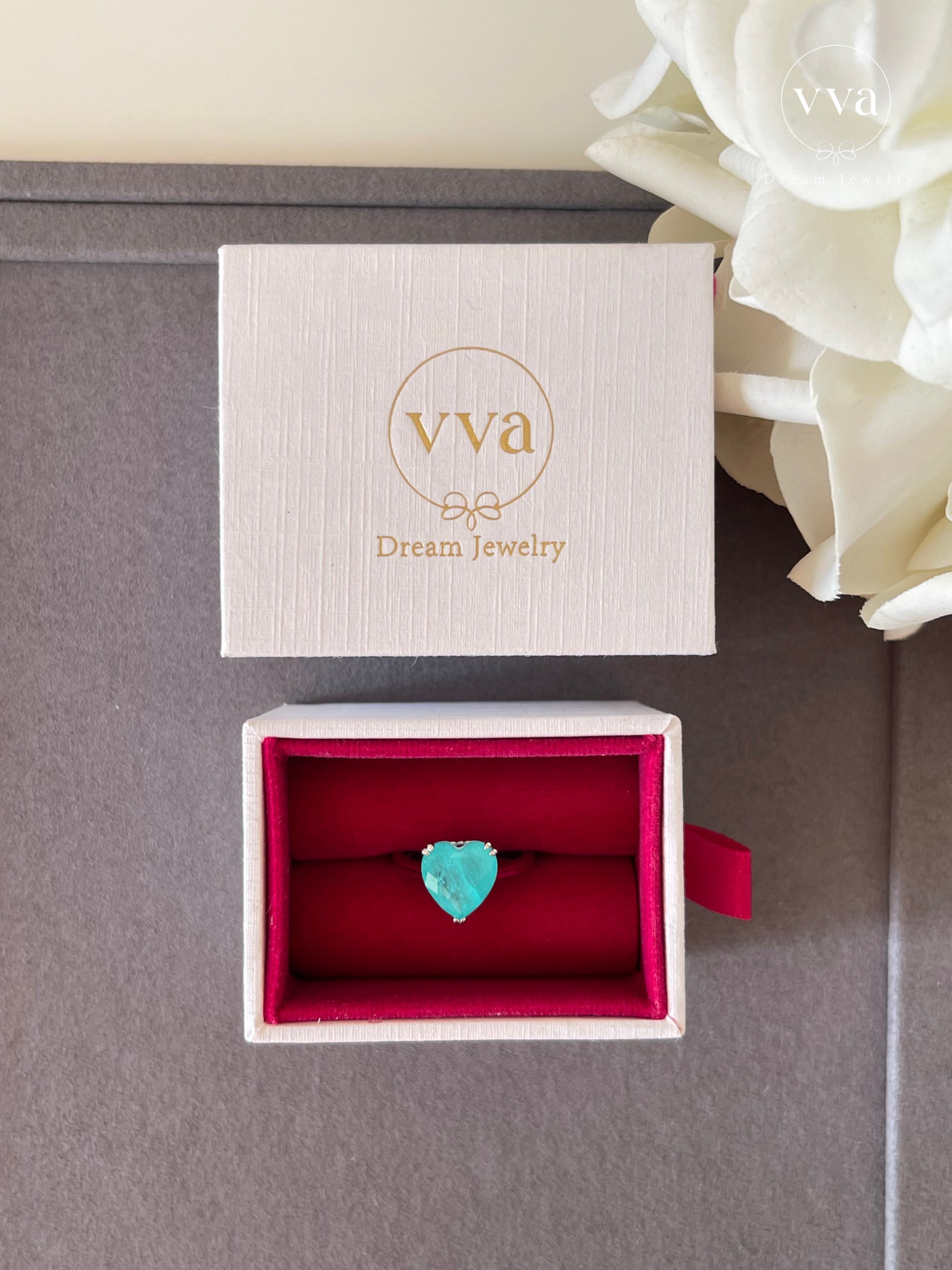 Heart Shape Lab-Created Paraiba Tourmaline Ring 4ct