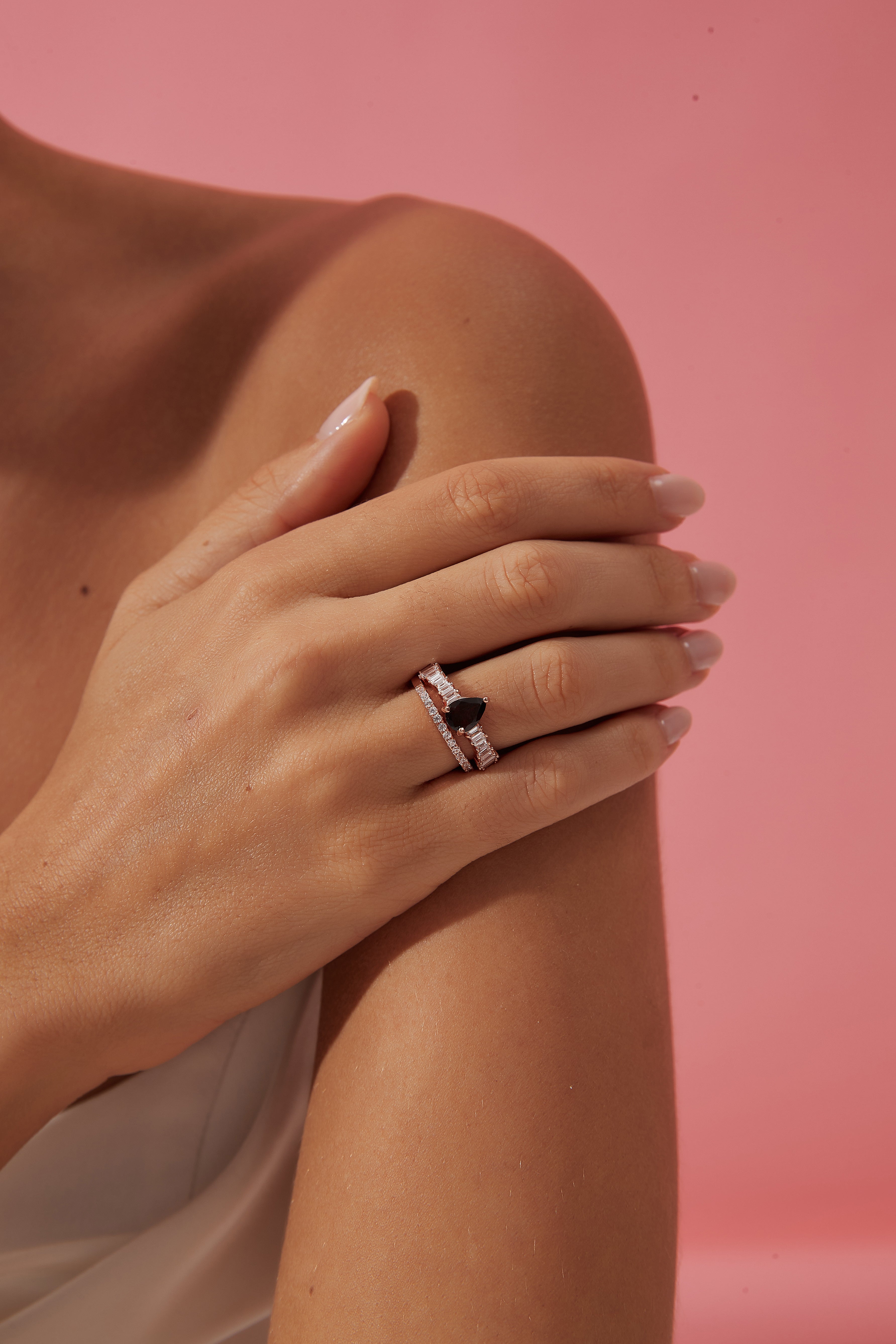 【Rubra Symphony】Unique Handmade Natural Rhodolite Garnet Engagement Ring 0.8ct Pear Shape