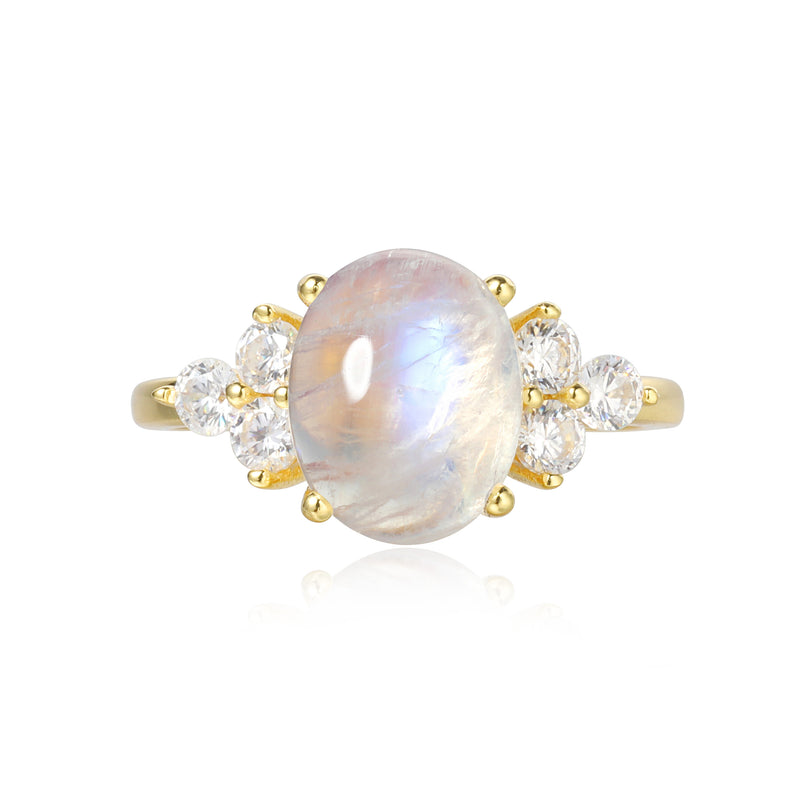 【DIANA】Unique Handmade Natural Blue Moonstone Engagement Ring 3ct Oval Shape