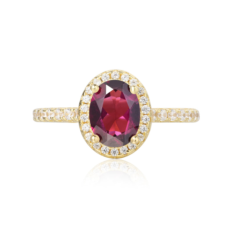 【Amara Cascade】Unique Handmade Natural Rhodolite Garnet Engagement Ring 1.5ct Oval Shape