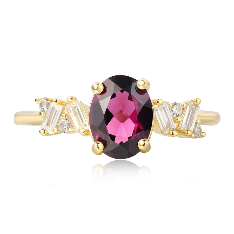 【Fidelis】Unique Handmade Natural Rhodolite Garnet Engagement Ring 1.5ct Oval Shape