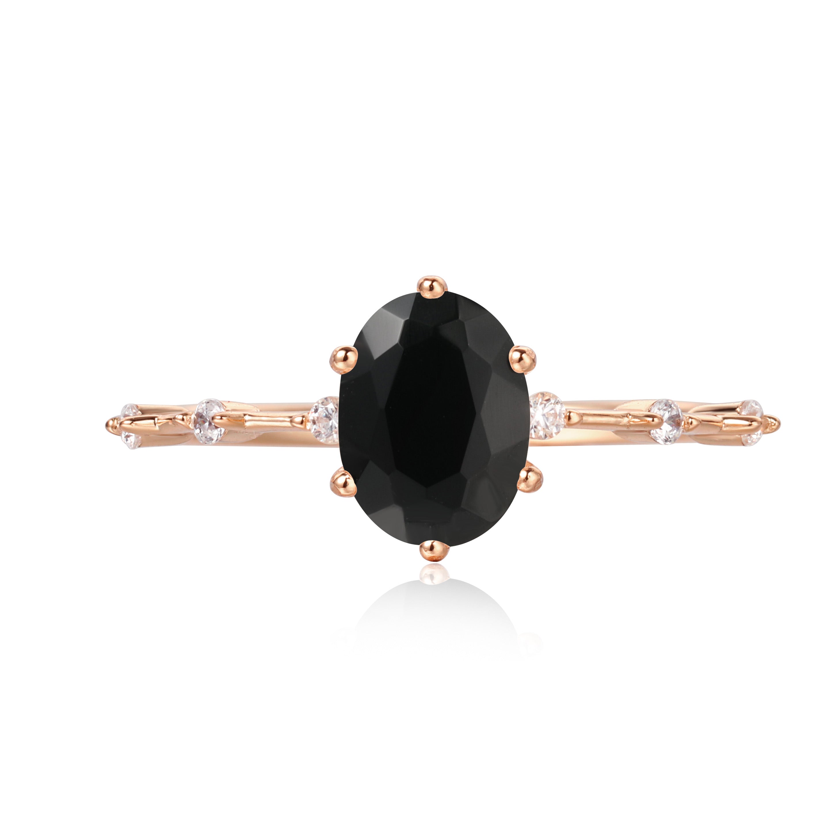 【Aegis】Handmade Natural Black Onyx Engagement Ring 1.5ct Oval Shape