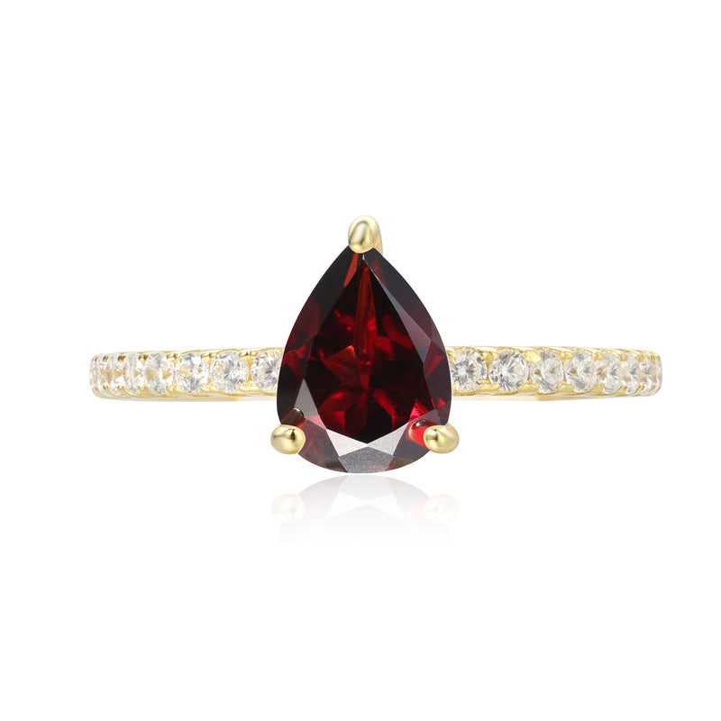 【Rubellite Cascade】Unique Handmade Natural Rhodolite Garnet Engagement Ring 0.8ct Pear Shape