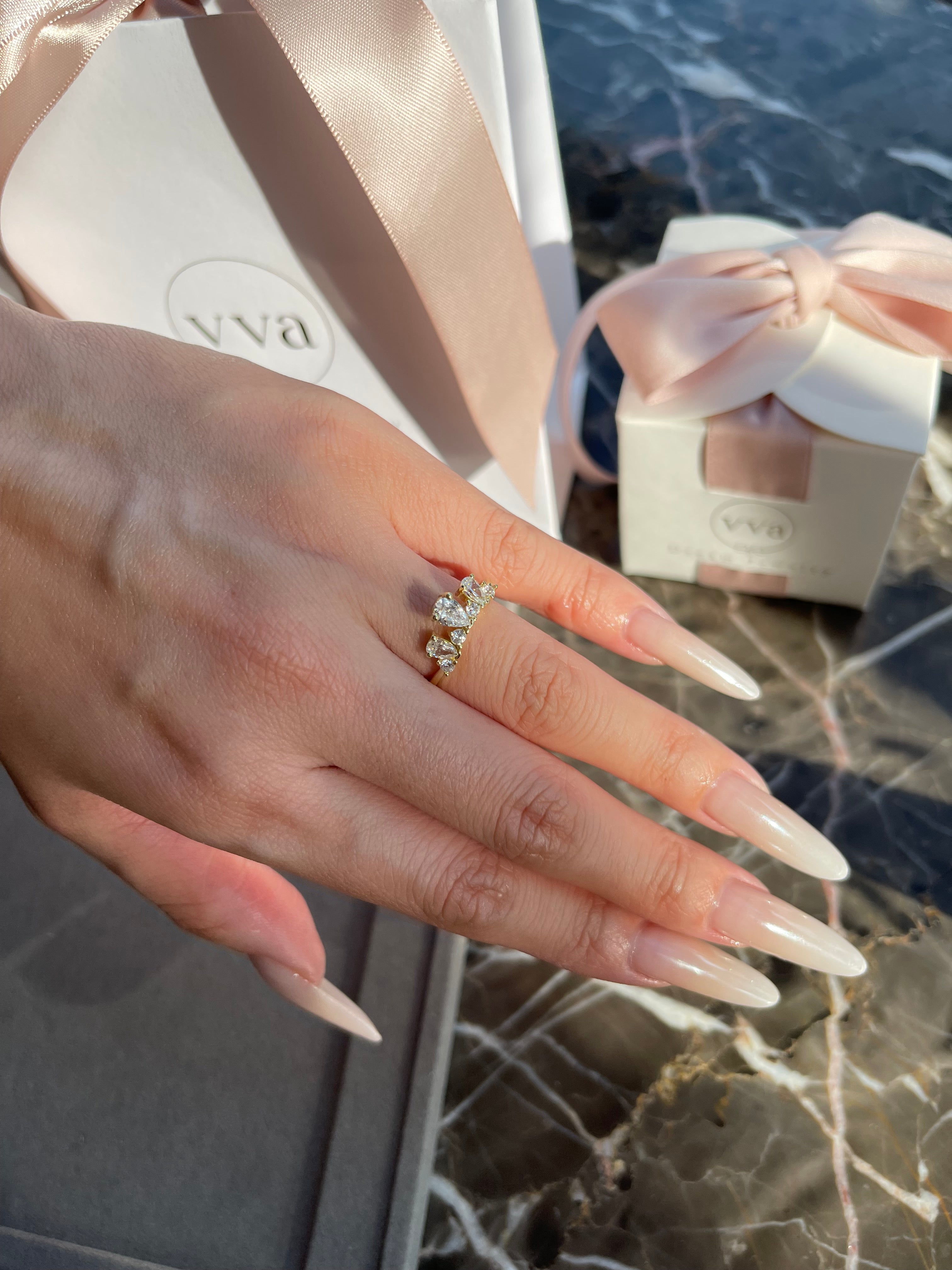 【DIANA SET】Unique Handmade Natural Blue Moonstone Engagement Ring Set 2pcs 3ct Oval Shape