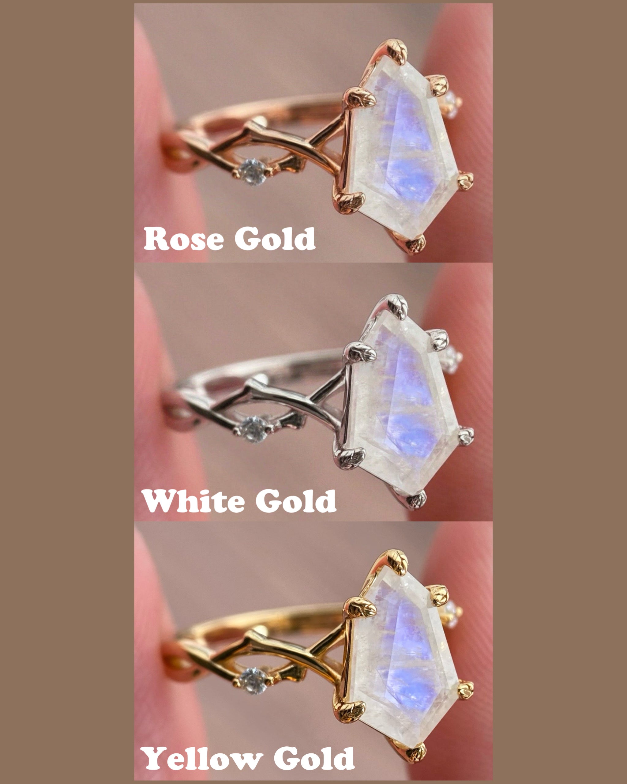 【Voile éthéré】Bague de fiançailles unique en agate mousse naturelle, faite main, de forme ovale, 1,5 ct