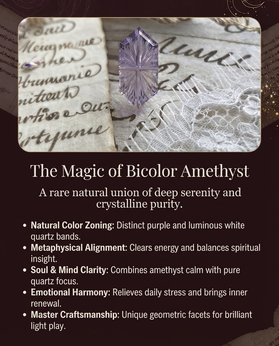 Amymone | Hexagon Natural Bicolor Amethyst Fantasy Cut Alternative Engagement Ring