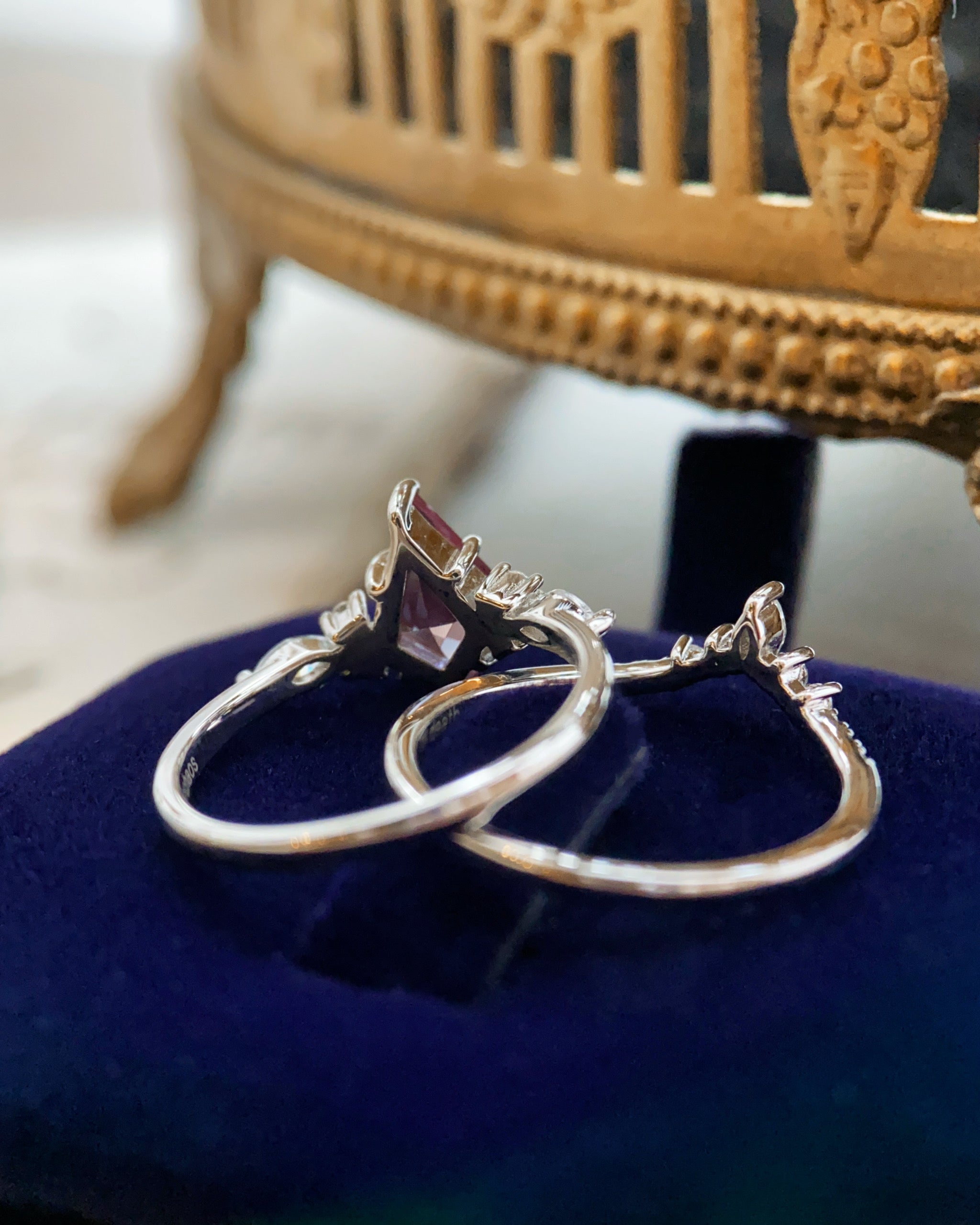 【Voile éthéré】Bague de fiançailles unique en agate mousse naturelle, faite main, de forme ovale, 1,5 ct