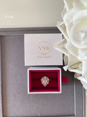 Bague Moissanite Rose Forme Poire 1.5ct