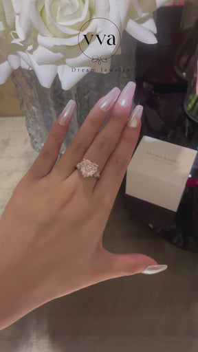 6ct Heart Shape Pink Moissanite Engagement Ring