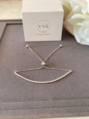 Bracelet Réglable Moissanite Plaqué Or 18K