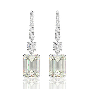 Boucle d'Oreille Émeraude 4ct Plaqué Or Réel 18K