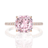 Bague de fiançailles Moissanite coussin rose 5ct 