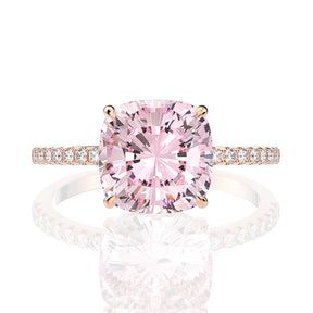 Bague de fiançailles Moissanite coussin rose 5ct 