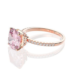 Bague de fiançailles Moissanite coussin rose 5ct 