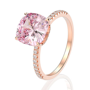 Bague de fiançailles Moissanite coussin rose 5ct 