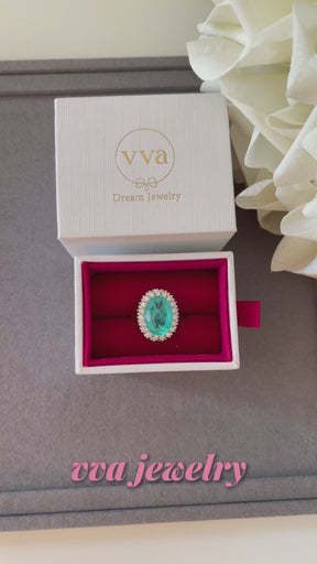 Lab-Created Paraiba Tourmaline Ring 5ct