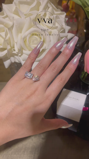 Bague de Fiançailles Deux Formes Moissanite Plaqué Or 18K 