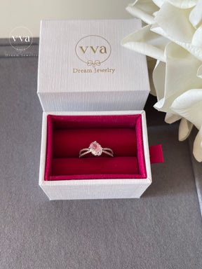 Bague Forme Ovale Zircon Rose 