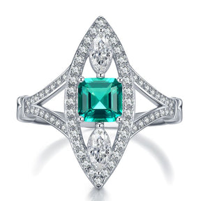Asscher Cut Luxury Tourmaline Moissanite Ring