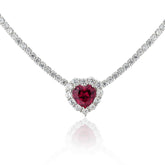 Heart Shape Lab-Created Ruby Necklace