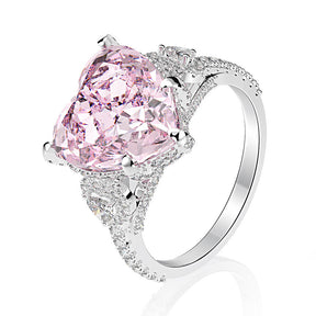 6ct Heart Shape Pink Moissanite Engagement Ring