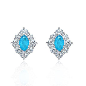 Boucle d'oreille en tourmaline Paraiba bleue créée en laboratoire 1,5 ct 