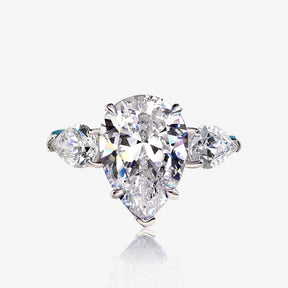 Pear Shape Moissanite Engagement Ring 5ct