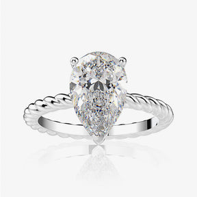 Pear Shape Moissanite Engagement Ring 3ct