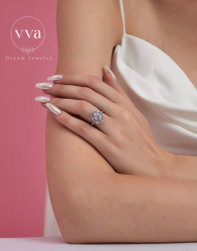 Bague Moissanite Rose Forme Poire 1.5ct