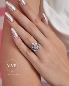 Bague Moissanite Rose Forme Poire 1.5ct