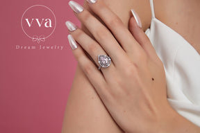 Bague Moissanite Rose Forme Poire 1.5ct