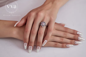 Bague Moissanite Rose Forme Poire 1.5ct